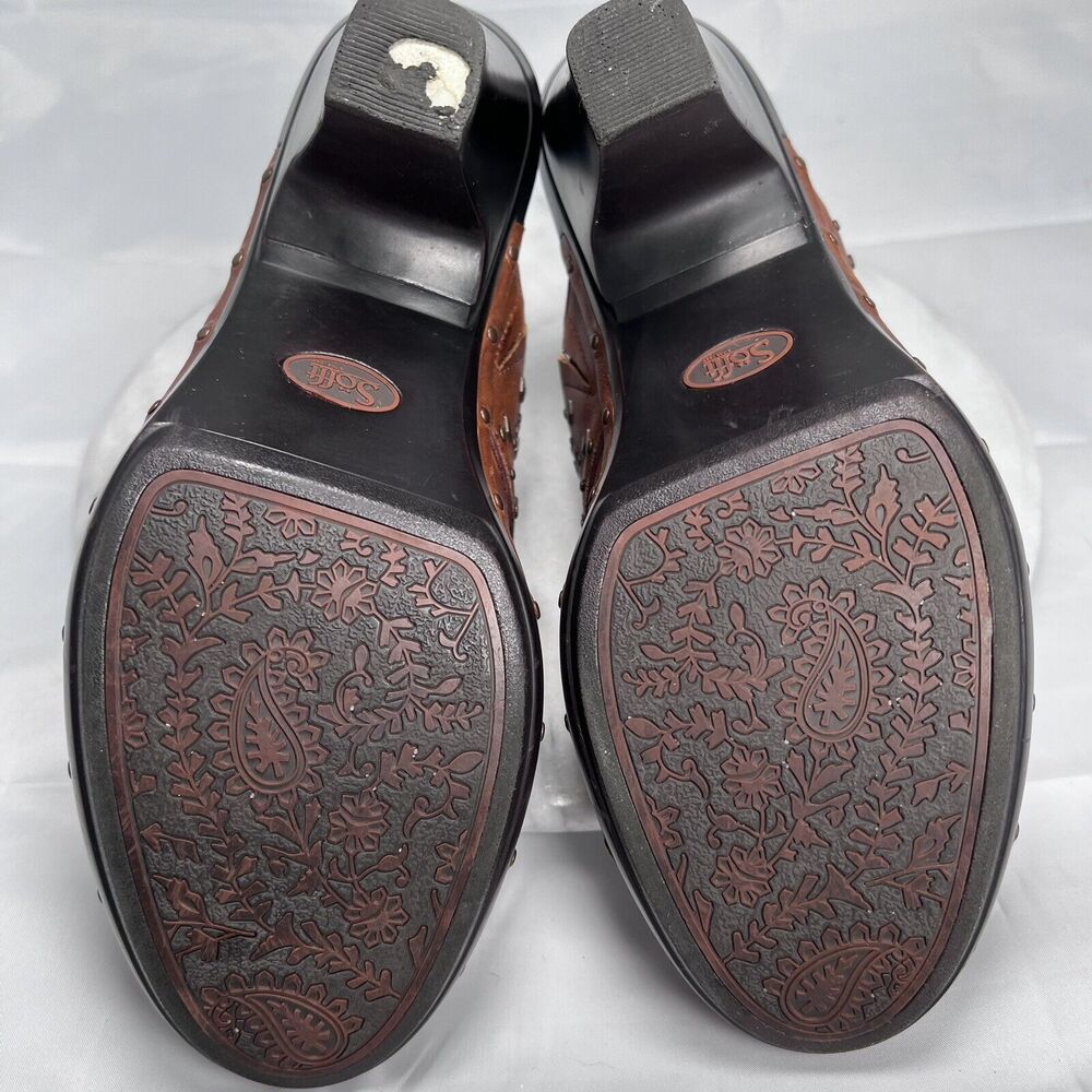 Sofft Mules Women's Laina Mocha Leather Studded Clogs Shoes Size 8M - Picture 12 of 15